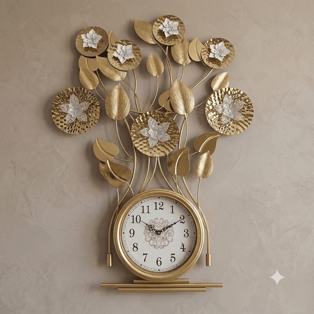 ساعة حائط ديكور مذهب 95*50 سم - Rekaz Home