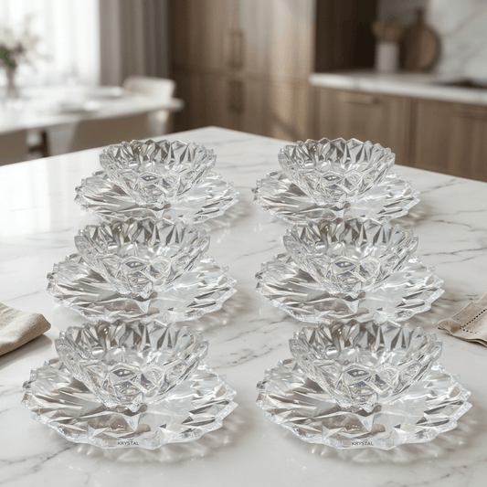 طقم ضيافة زجاجي فاخر للحلى والمكسرات عدد 6 - Rekaz Home