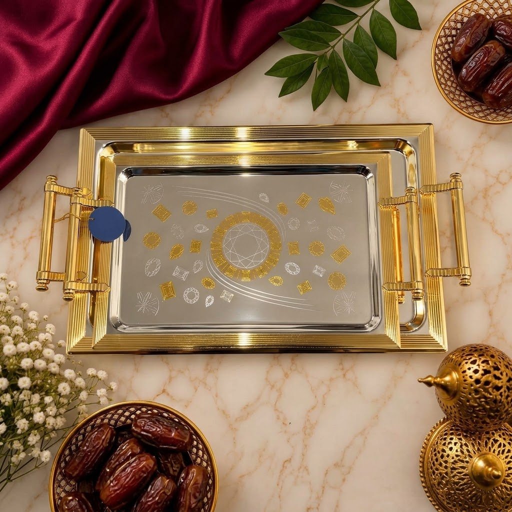 طقم صواني ضيافة مستطيل فاخر من كاسيلا - Rekaz Home
