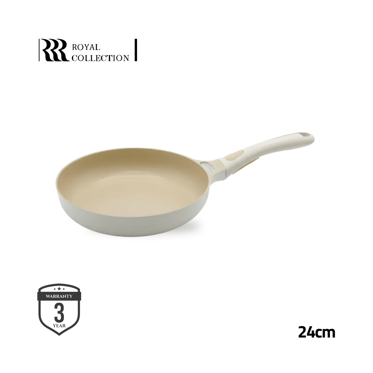 مقلى كاست المنيوم رويال 24 سم | بيج - Rekaz Home