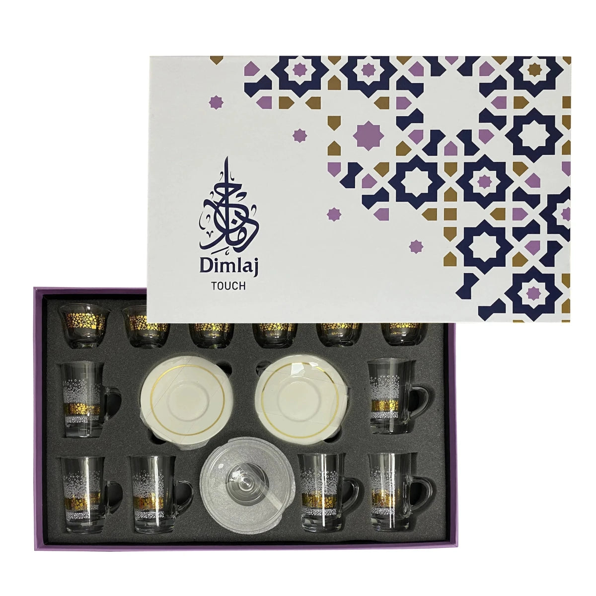 Dimlaj Dunes Glass Gift Set 20 Pcs Gold - Rekaz Home