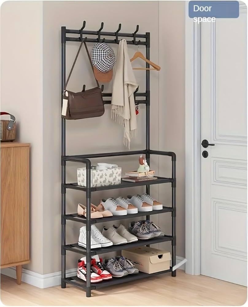 ستاند احذية 4 طبقات مع علاقة ملابس - Rekaz Home