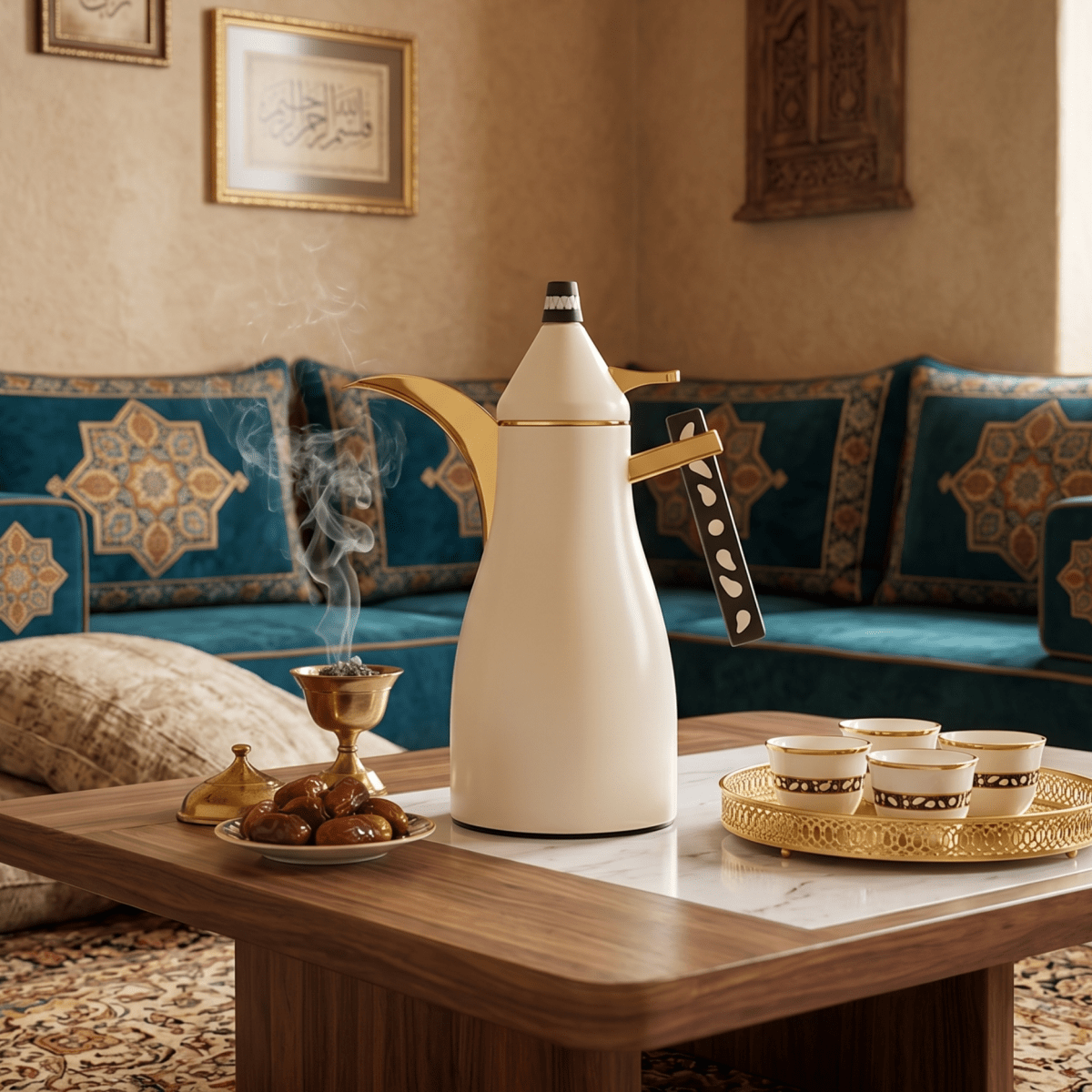 دلة قهوة رويال | موديل هلا | 1 لتر | أبيض - Rekaz Home