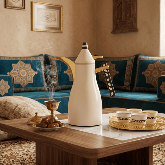 دلة قهوة رويال | موديل هلا | 1 لتر | أبيض - Rekaz Home