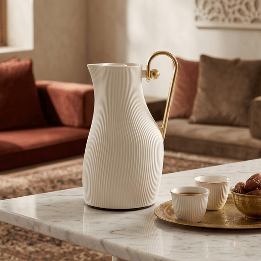 دلة قهوة رويال| موديل بريق | 1لتر | بيج بيد ذهبي - Rekaz Home