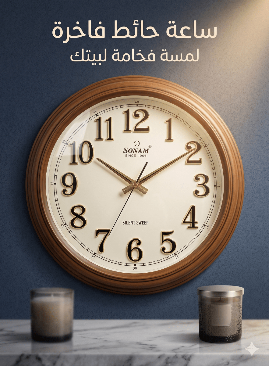 ساعة حائط براند SONAM 40 سم - Rekaz Home