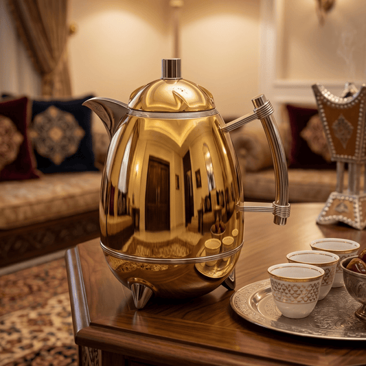 دلة قهوة رويال | موديل عقيق | 1 لتر | ذهبي - Rekaz Home
