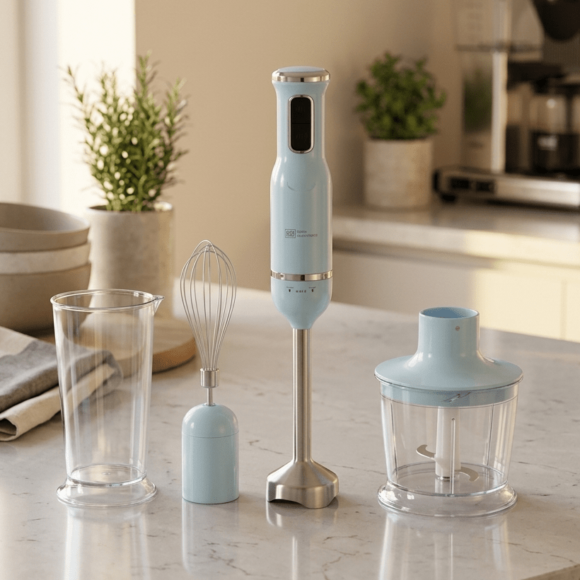 طقم خلاط يدوي كهربائي رويال 4 في 1 أزرق - Rekaz Home