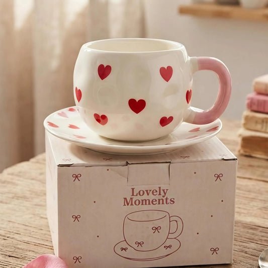 مج بورسلان مع صحن Lovely - Rekaz Home