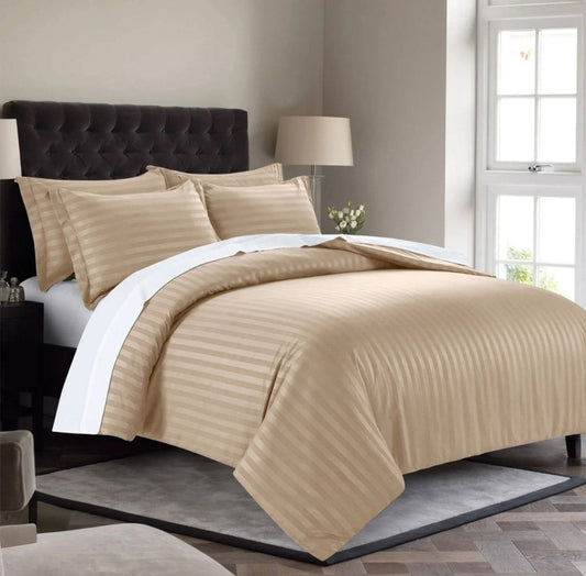 طقم كفر فرشة مع وجه لحاف و كفرات مخدة 4 قطع فندقي - Rekaz Home