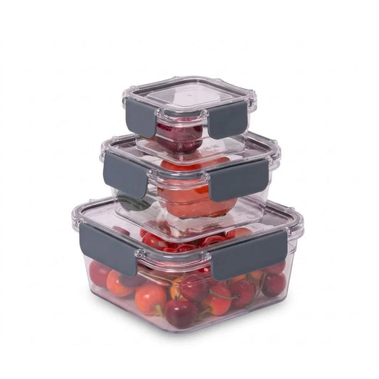 طقم تبرويرات اكريليك ٣ احجام - محكم الاغلاق المربع - Rekaz Home