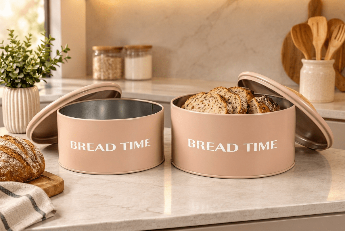 طقم حافظات خبز معدن عدد 2 محكم الاغلاق موديرن - Rekaz Home