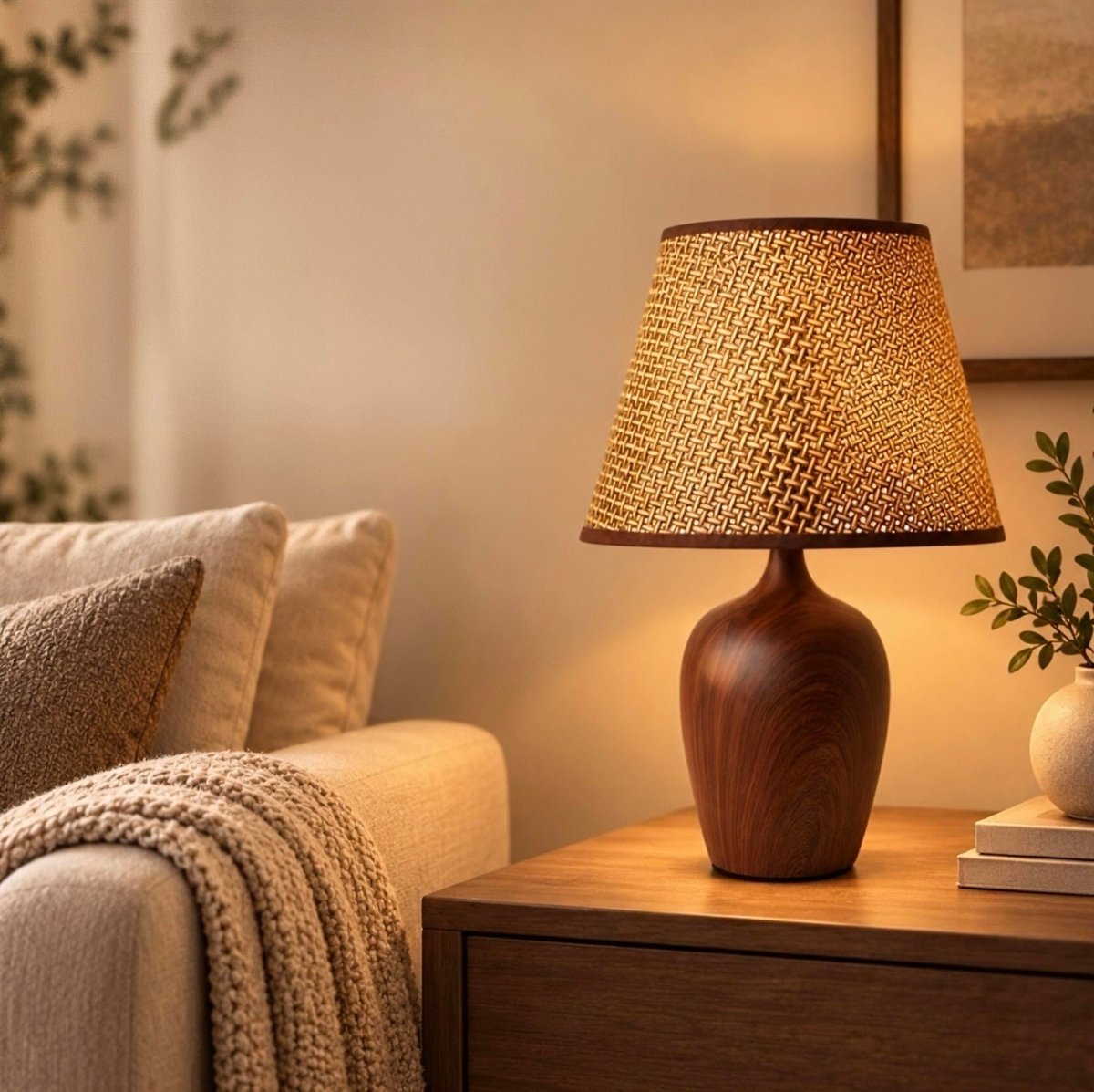 تيبل لامب مميز خشبي 45 سم - Rekaz Home