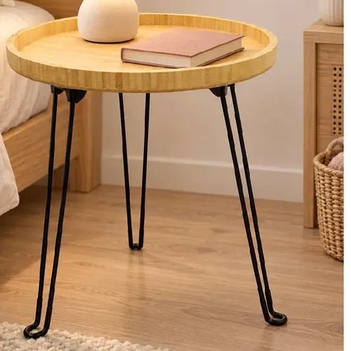 طاولة خشبية بتصميم "بامبو فلو" (Bamboo Flow) - عصرية، مدمجة، وقابلة للطي - Rekaz Home