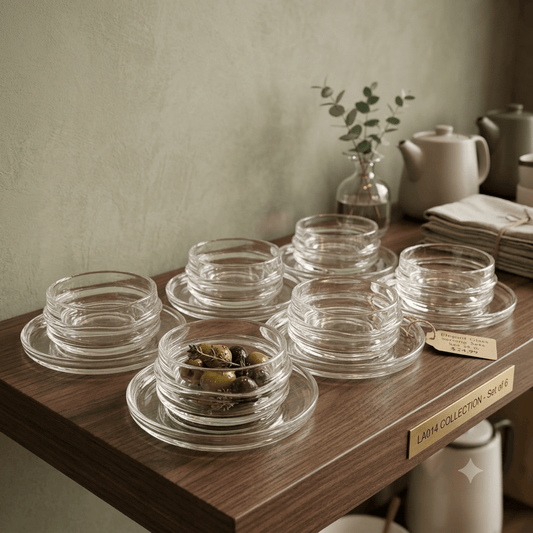 طقم ضيافة زجاجي فاخر للحلى والمكسرات عدد 6 - Rekaz Home