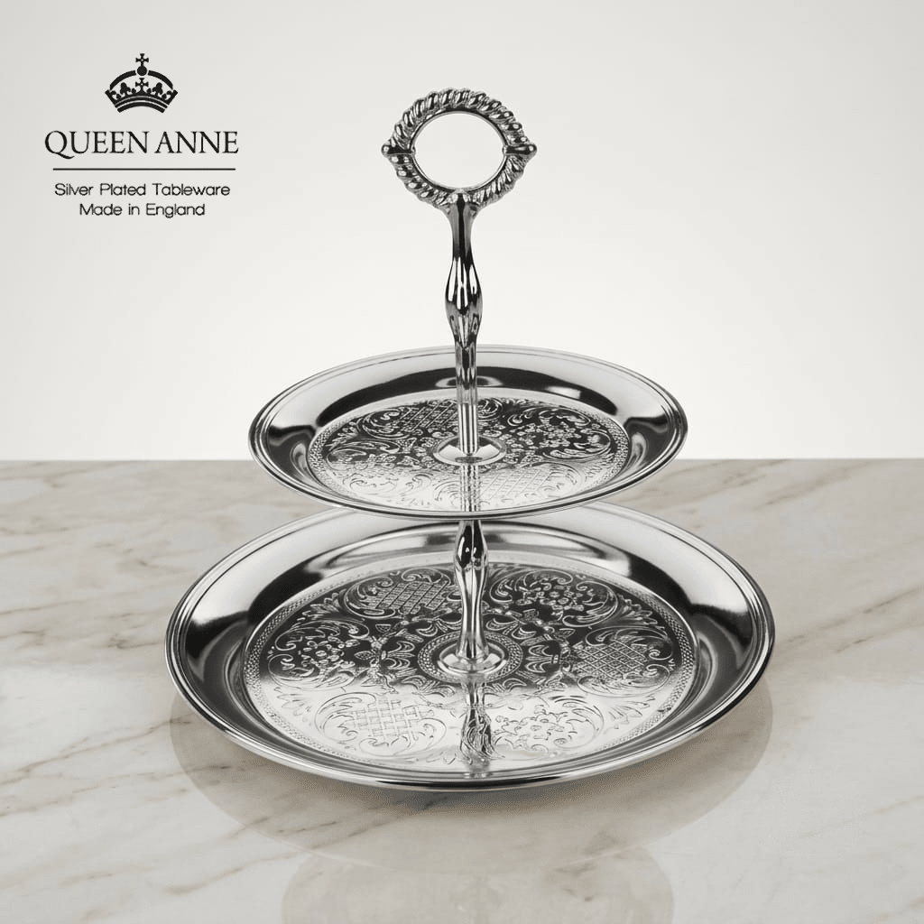 مضيفة طابقين فضة بيد من Queen Anne - Rekaz Home