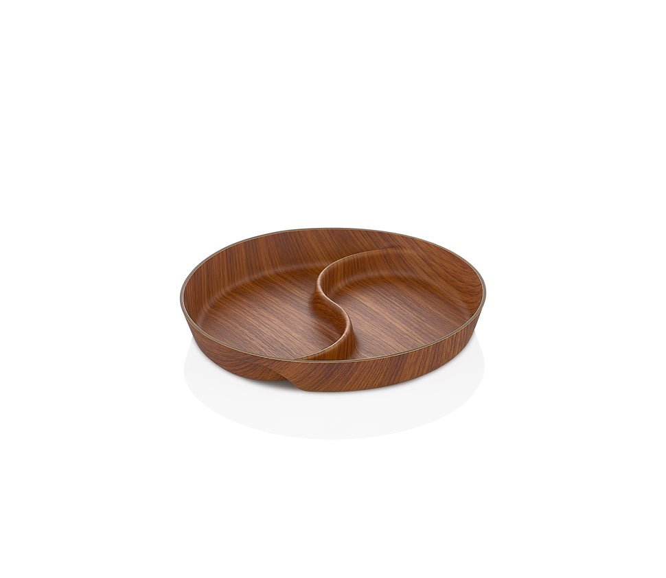 طبق وجبات خفيفة إيفلين ذو تشطيب خشبي بتصميم يين يانغ مكون من قطعتين - Rekaz Home