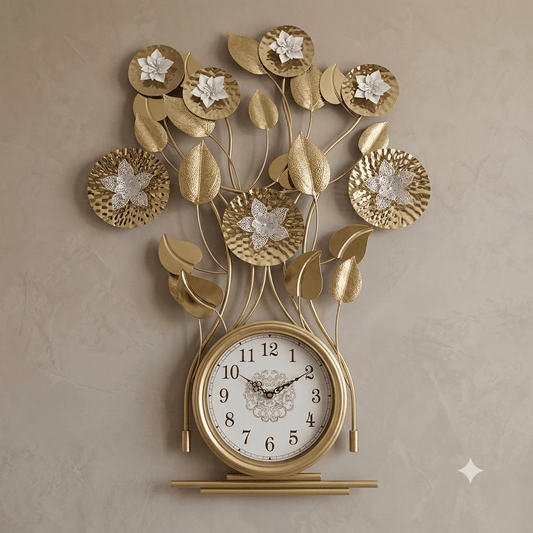 ساعة حائط ديكور مذهب 95*50 سم - Rekaz Home