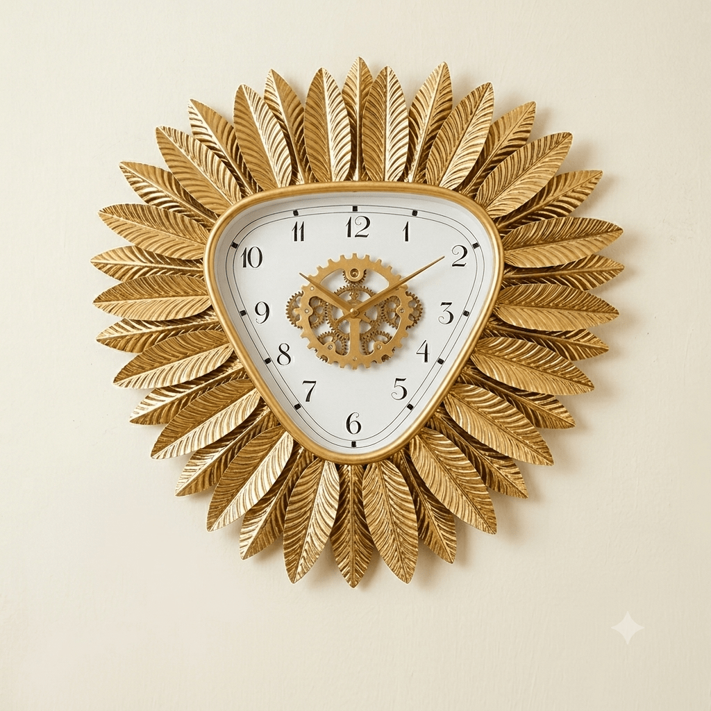 ساعة حائط ديكور مذهب متحركة 75*80 سم - Rekaz Home