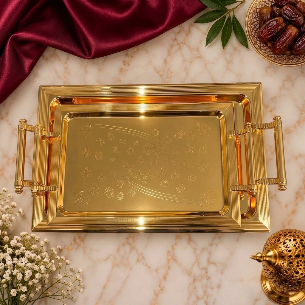 طقم صواني ضيافة مستطيل فاخر من كاسيلا - Rekaz Home