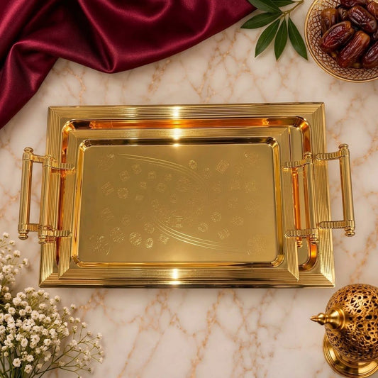 طقم صواني ضيافة مستطيل فاخر من كاسيلا - Rekaz Home