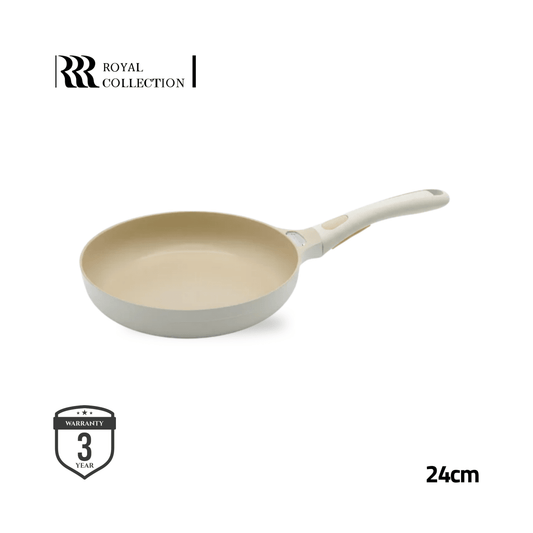 مقلى كاست المنيوم رويال 24 سم | بيج - Rekaz Home