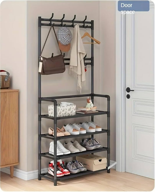 ستاند احذية 4 طبقات مع علاقة ملابس - Rekaz Home