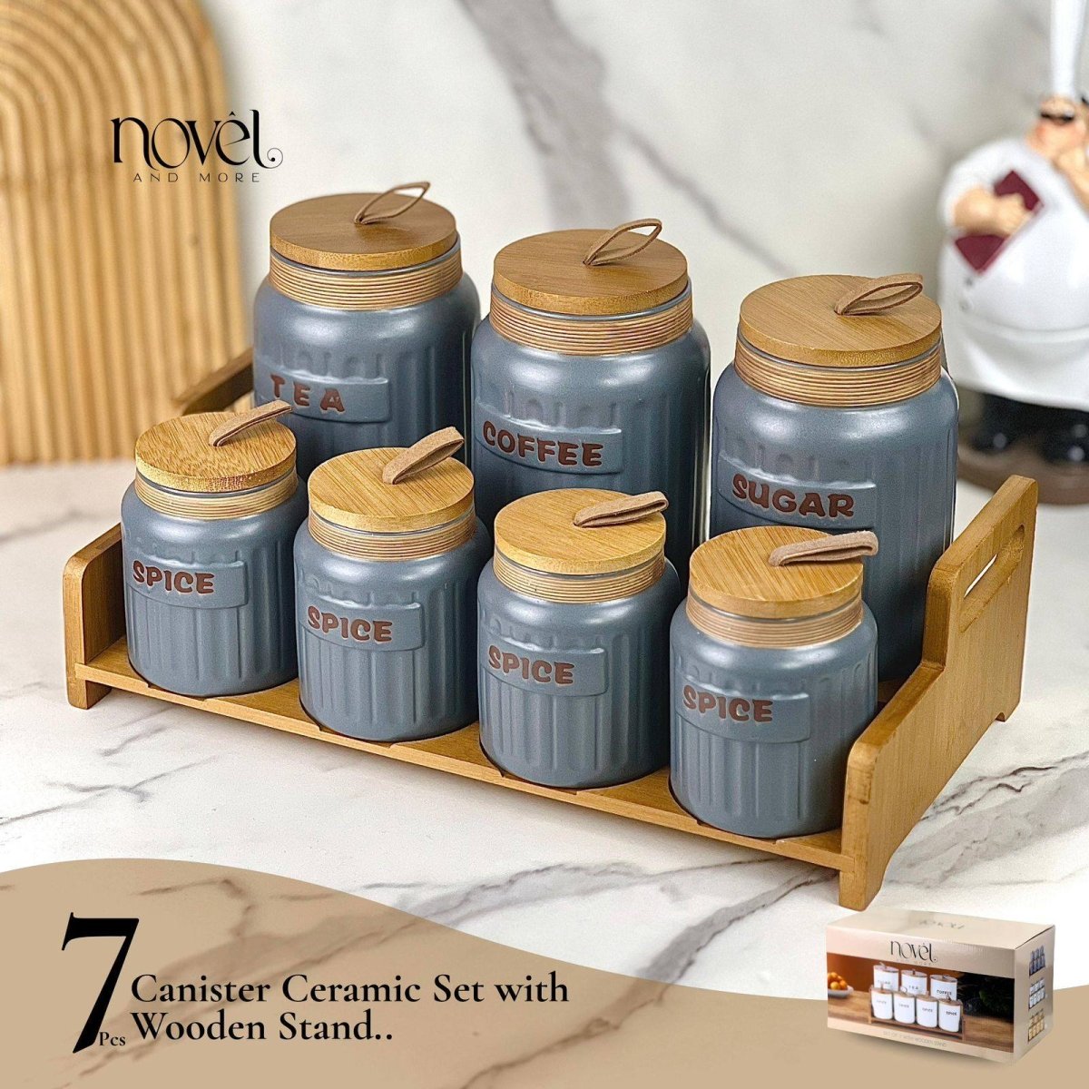 طقم بهارات 6 قطع مع ستاند نوفل - Rekaz Home