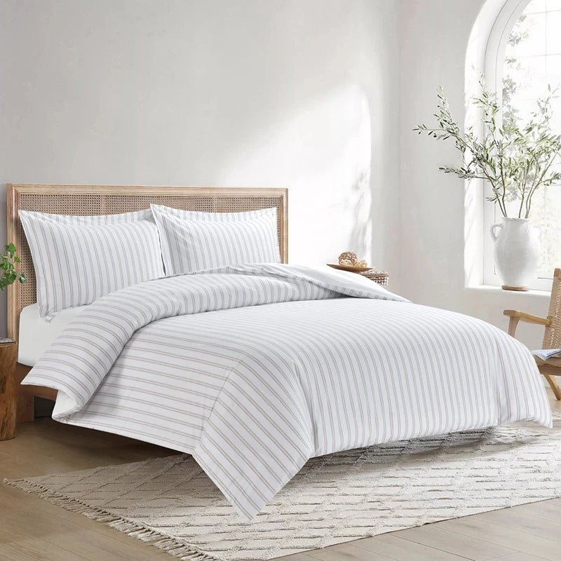 طقم كفر فرشة مع وجه لحاف و كفرات مخدة 4 قطع فندقي - Rekaz Home