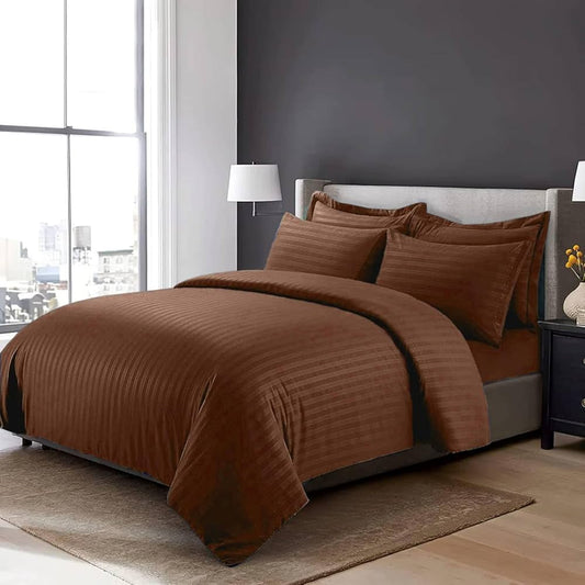 طقم كفر فرشة مع وجه لحاف و كفرات مخدة 4 قطع فندقي - Rekaz Home