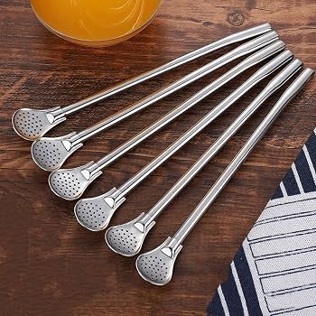 طقم شلمونات مع مصفاة (متة) عدد 6 مع فرشاة تنظيف - Rekaz Home