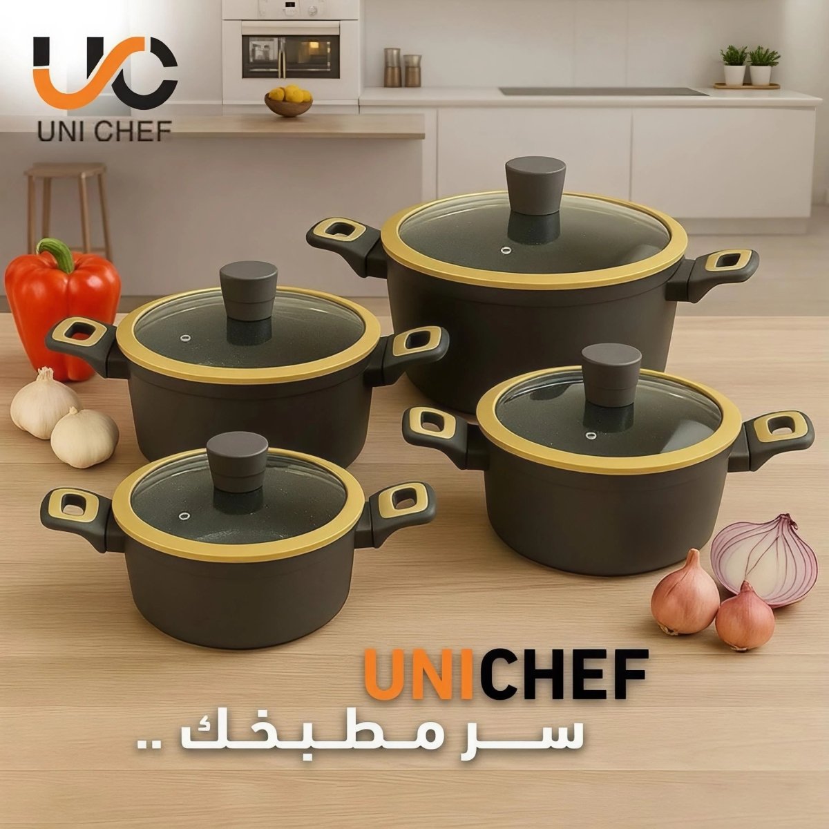 طنجرة تيتانيوم تركي من Uni Chef - Rekaz Home