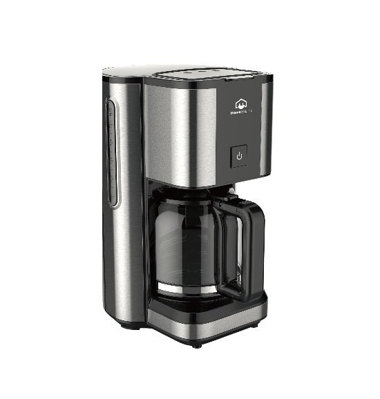 ماكينة صنع القهوة الأمريكية الكهربائية المنزلية بقوة 900 واط باللونين الأسود والفضي - Rekaz Home