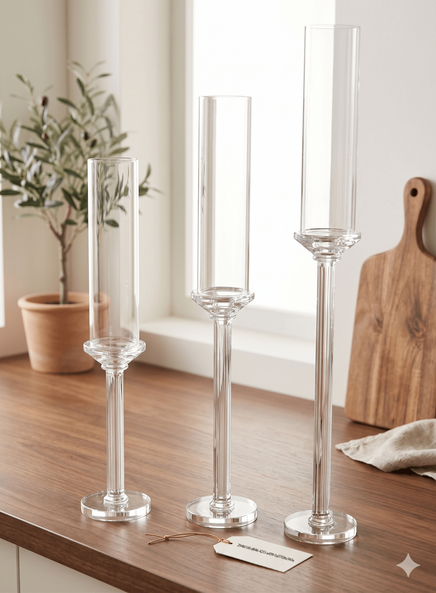 شمعدان كريستال حجم كبير 3 احجام - Rekaz Home