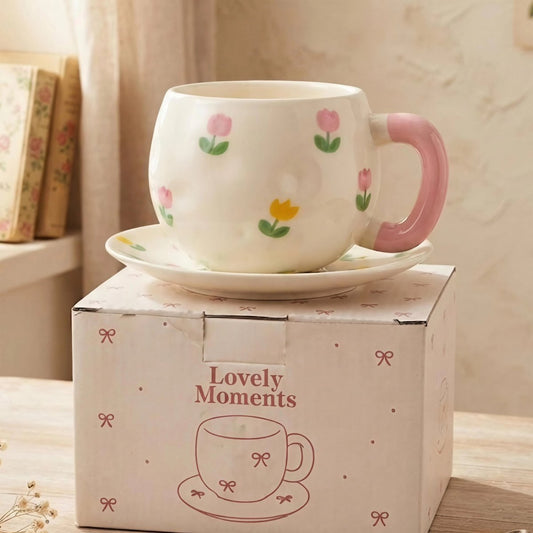 مج بورسلان مع صحن Lovely - Rekaz Home