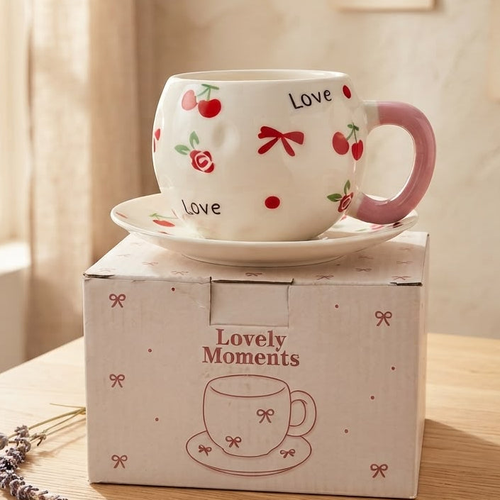 مج بورسلان مع صحن Lovely