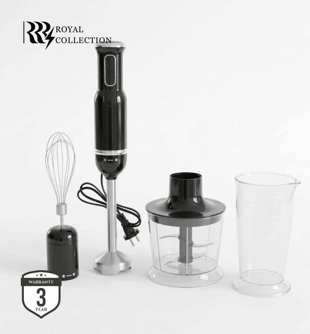 طقم خلاط يدوي كهربائي رويال 4 في 1 -أسود - Rekaz Home
