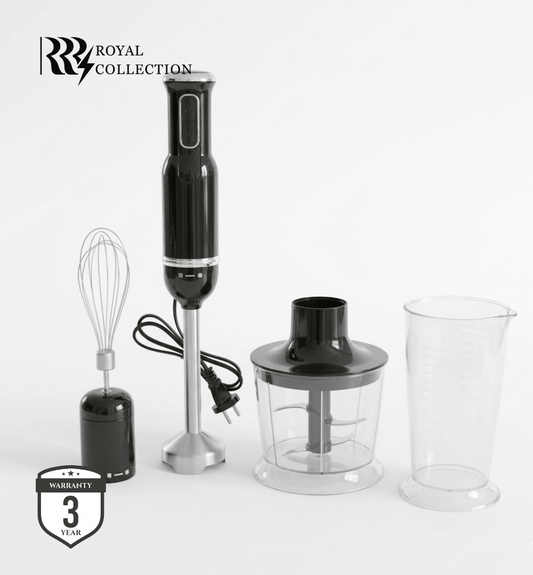 طقم خلاط يدوي كهربائي رويال 4 في 1 -أسود - Rekaz Home