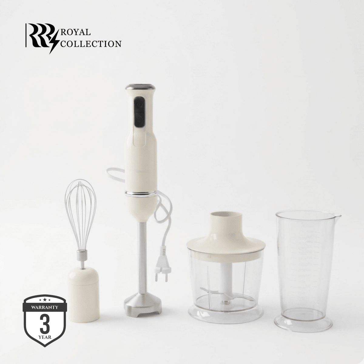 طقم خلاط يدوي كهربائي رويال 4 في 1 -بيج - Rekaz Home