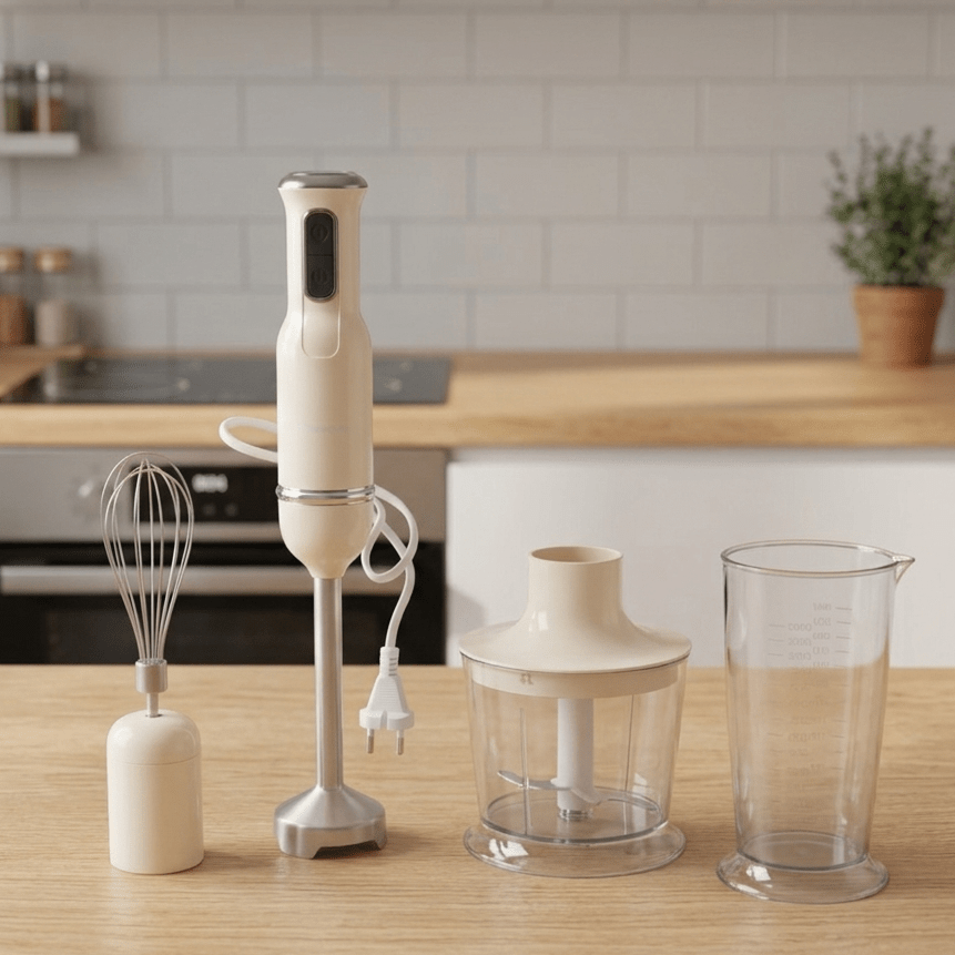 طقم خلاط يدوي كهربائي رويال 4 في 1 -بيج - Rekaz Home