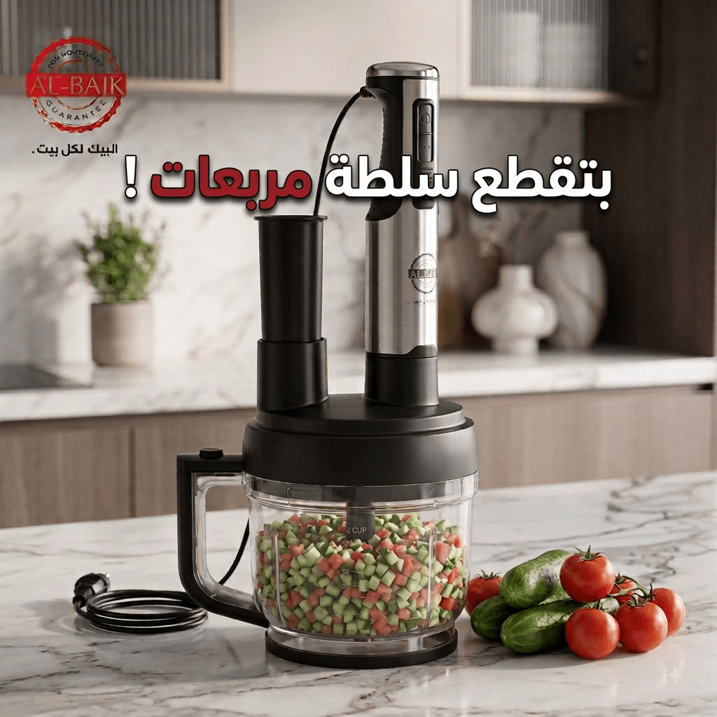 محضرة طعام خلاط يدوي (هاند بلندر) البيك 9 في 1 البيك | 2.5 لتر | 1500 واط | محضر متعدد الوظائف 9 في 1 - Rekaz Home