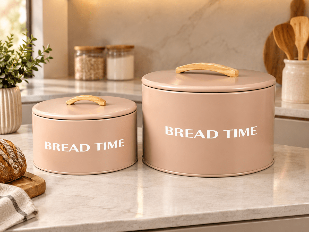 طقم حافظات خبز معدن عدد 2 محكم الاغلاق موديرن - Rekaz Home