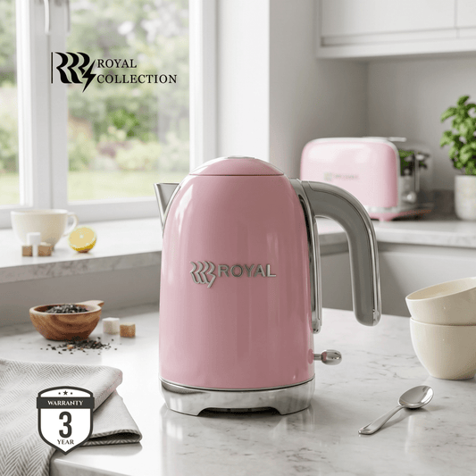 غلاية كهربائية ستانلس ستيل رويال - وردية - Rekaz Home