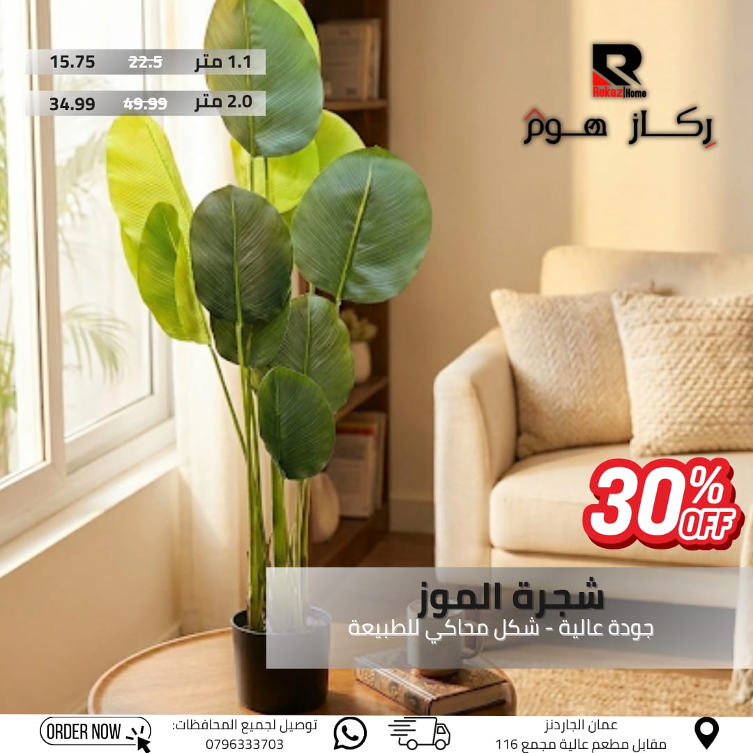 شجرة الموز جودة عالية - شكل محاكي للطبيعة - Rekaz Home