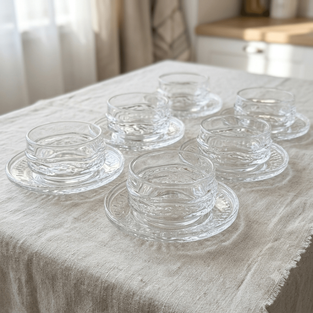 طقم ضيافة زجاجي فاخر للحلى والمكسرات عدد 6 - Rekaz Home