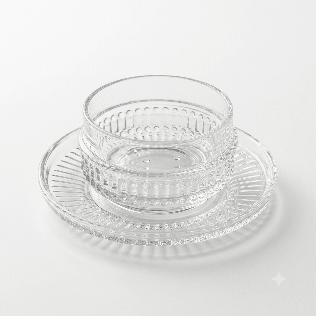 طقم ضيافة زجاجي فاخر للحلى والمكسرات عدد 6 - Rekaz Home