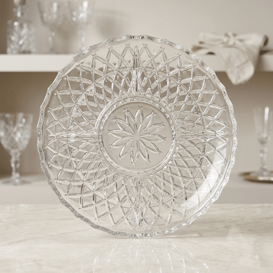 جاط ضيافة زجاج دائري مقسم 28 سم - Rekaz Home