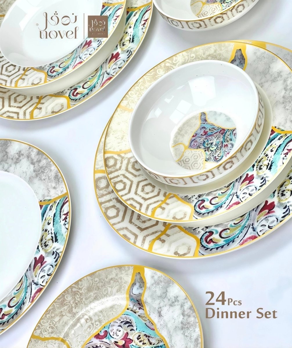 طقم سفرة فاخر 24 قطعة من نوفل - Rekaz Home
