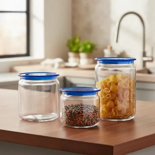 مرتبان زجاجي مع غطاء ملون محكم الاغلاق لومينارك - Rekaz Home