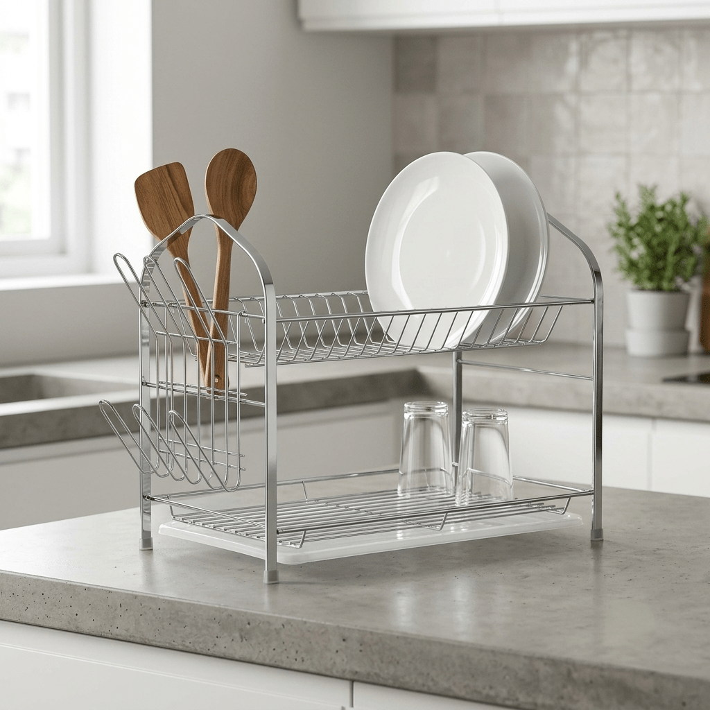مشك صحون طابقين سلفر - Rekaz Home